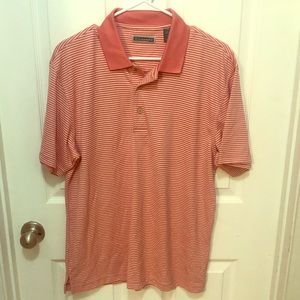 Cubavera Coral w white stripe Polo size Medium